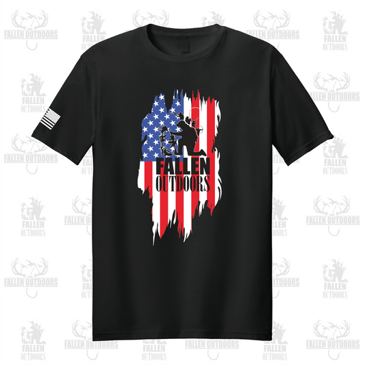 Tattered Flag Men's Black T-Shirt