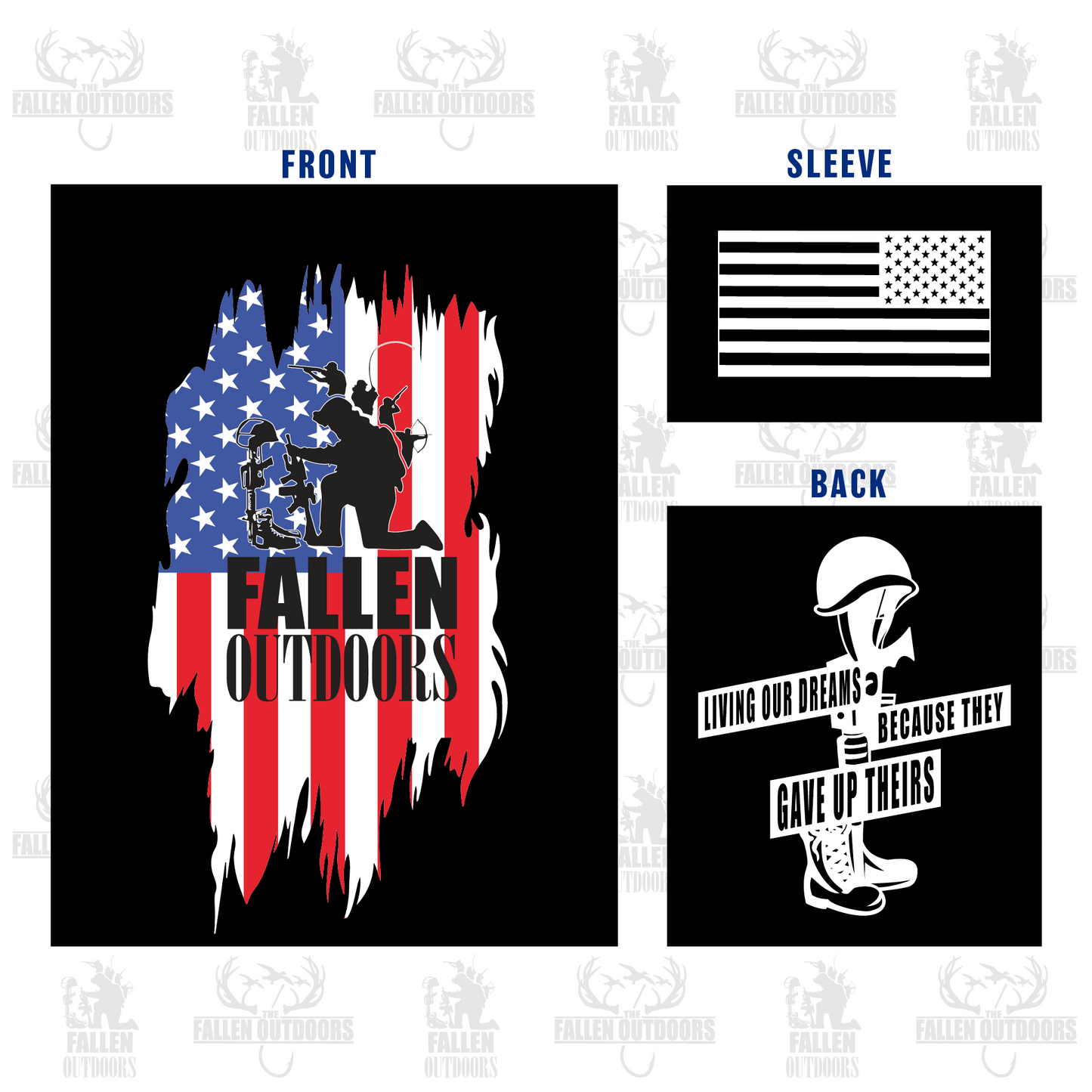 Tattered Flag Men's Black T-Shirt