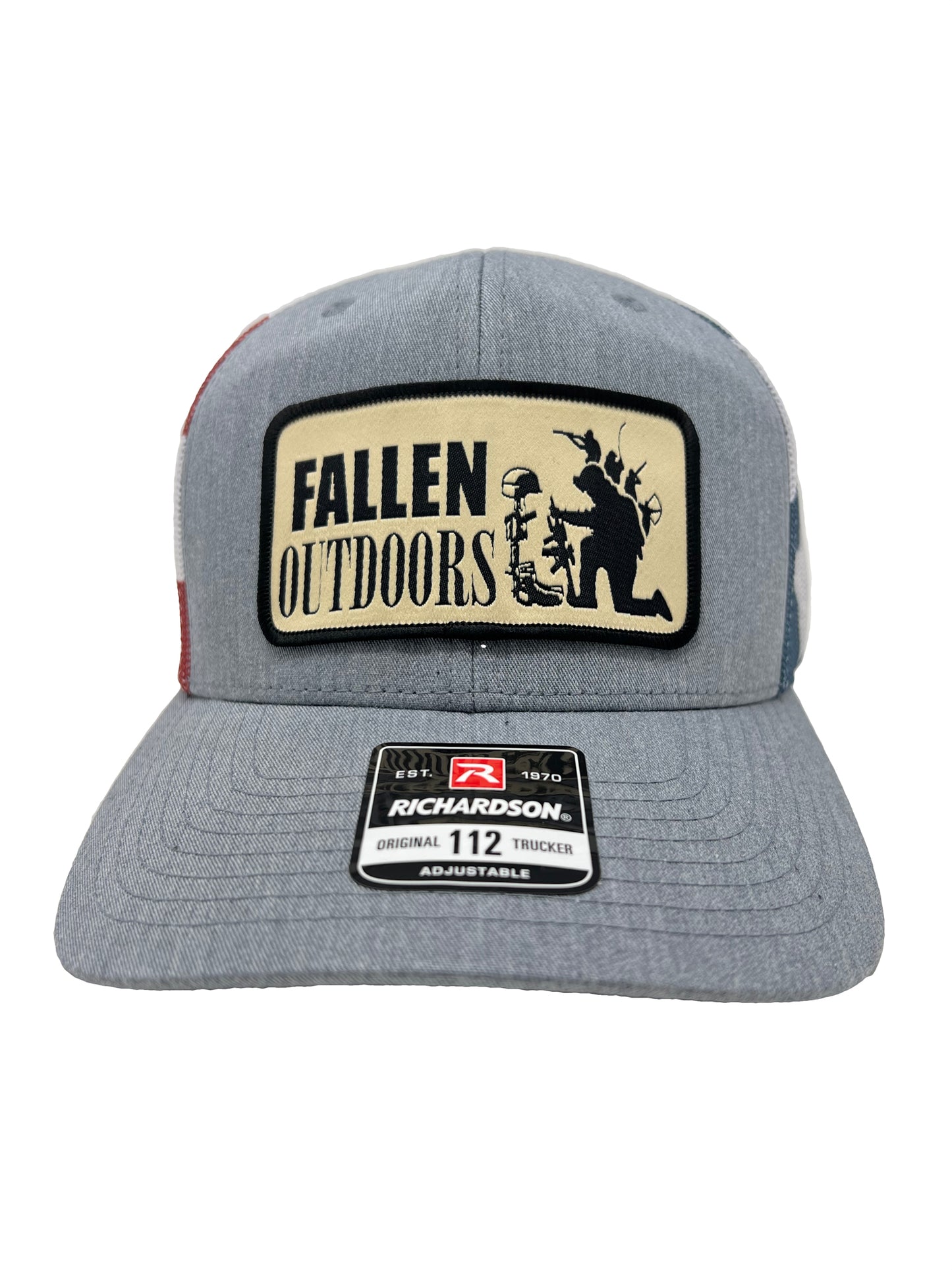 Classic Logo Patch Trucker Hat (Gray/American Flag)