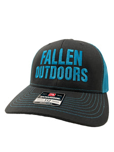 Fallen Outdoors Trucker Hat (Charcoal/Neon Blue)