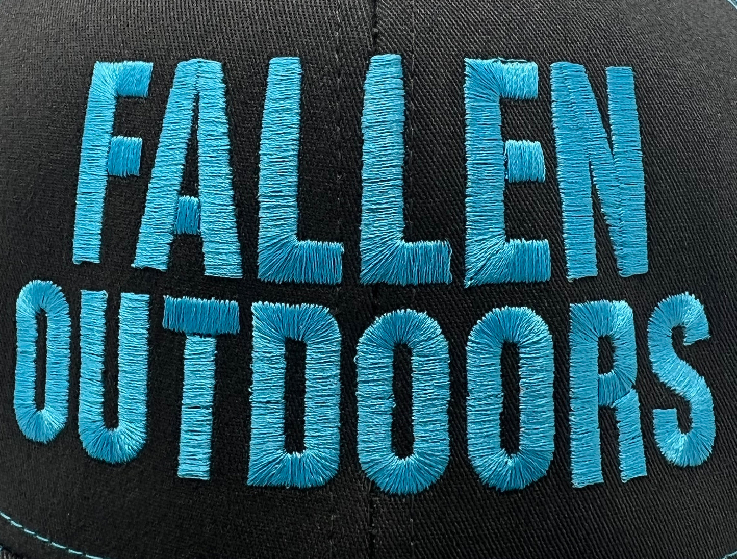 Fallen Outdoors Trucker Hat (Charcoal/Neon Blue)