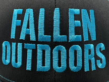 Load image into Gallery viewer, Fallen Outdoors Trucker Hat (Charcoal/Neon Blue)