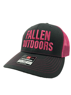 Fallen Outdoors Trucker Hat (Charcoal/Pink)