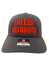 Load image into Gallery viewer, Fallen Outdoors Trucker Hat (Charcoal/Red)