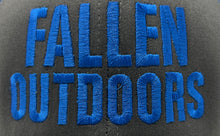 Load image into Gallery viewer, Fallen Outdoors Trucker Hat (Charcoal/Royal Blue)
