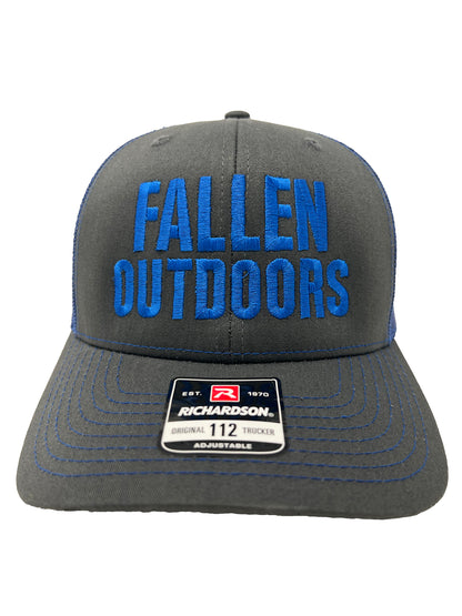 Fallen Outdoors Trucker Hat (Charcoal/Royal Blue)