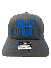 Load image into Gallery viewer, Fallen Outdoors Trucker Hat (Charcoal/Royal Blue)