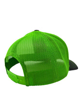 Load image into Gallery viewer, Hooks &amp; Horns Trucker Hat (Charcoal/Neon Green)