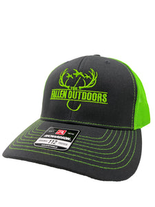 Hooks & Horns Trucker Hat (Charcoal/Neon Green)